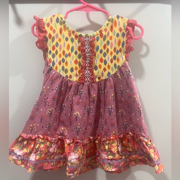 Matilda Jane Other - Matilda Jane Pink and Yellow Autumn Leaf Print Dress